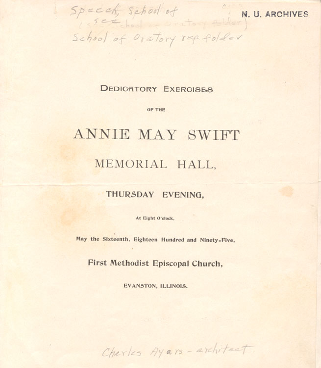 Annie May Swift, Dedication: Program