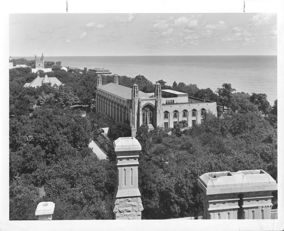 Deering Lib., Exterior: Aerial View of Campus, 1944