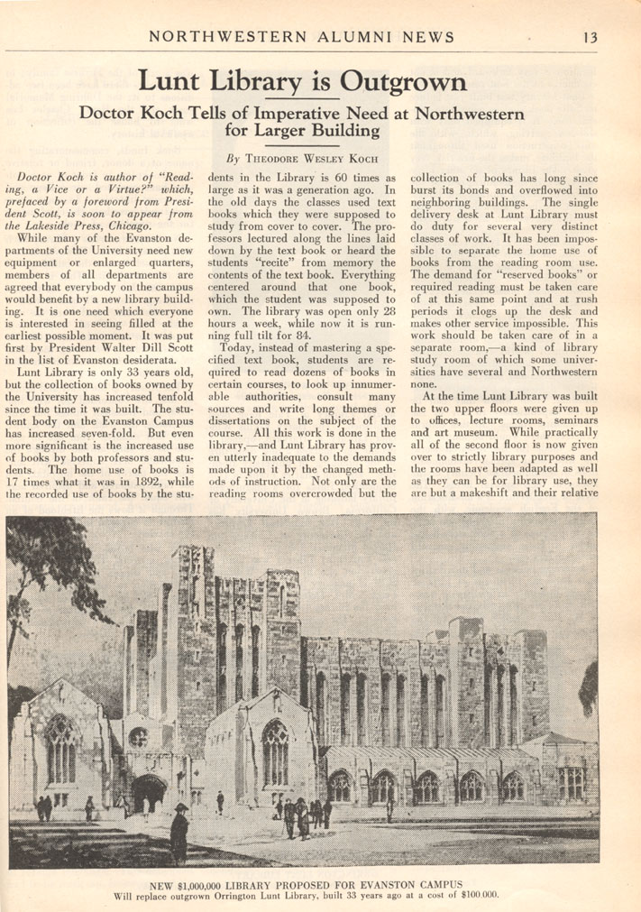 Deering Lib., Clippings: Alumni News 1926