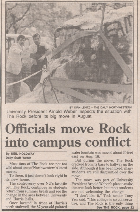 The Rock, Clippings: first page "Officials move Rock into campus conflict"