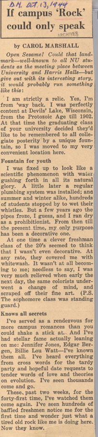 The Rock, Clippings: "If campus 'Rock' could only speak," 1944