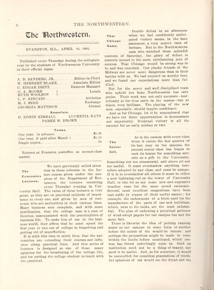 The Rock, Clippings: (first page) "The Senior Gift"