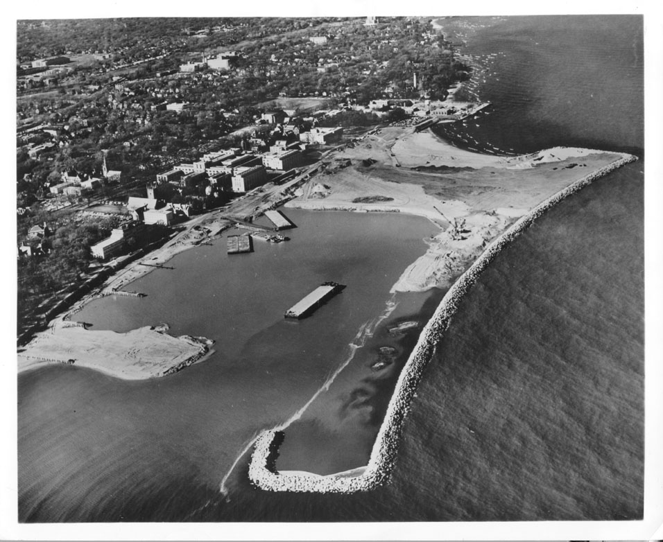 Aerial View: During Lakefill Construction, 1963