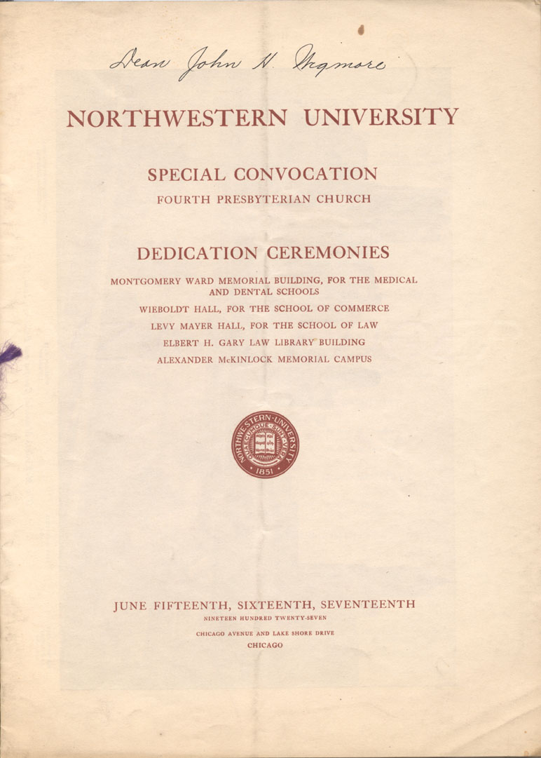 Mont. Ward, Dedication: Program Cover