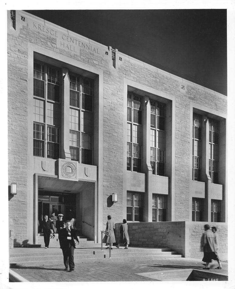 Kresge Hall: exterior entrance