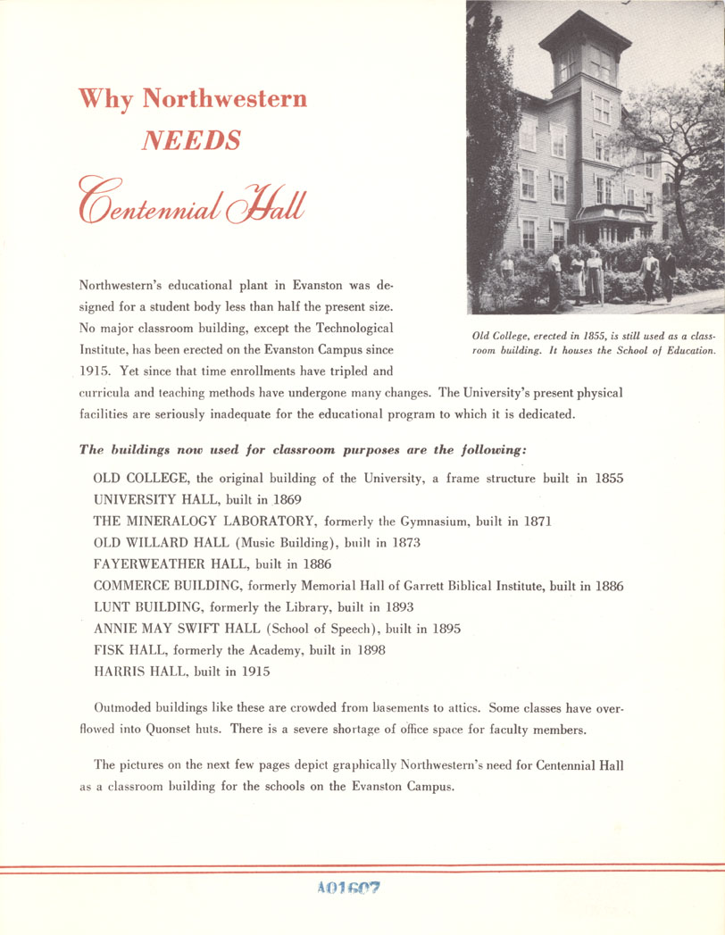 Kresge Hall: the need for Centennial Hall