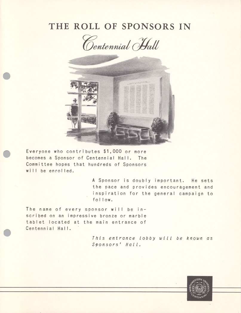 Kresge Hall: the roll of sponsors in Centennial Hall
