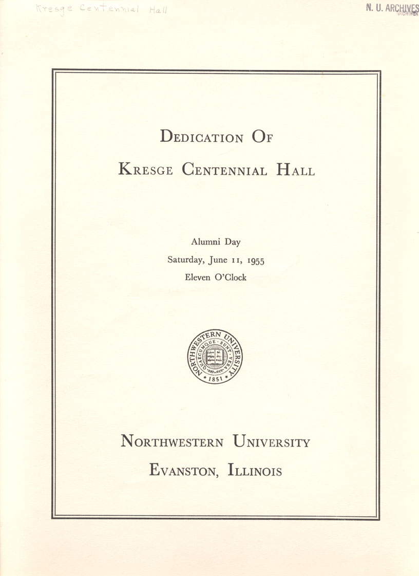 Kresge Hall: dedication program cover