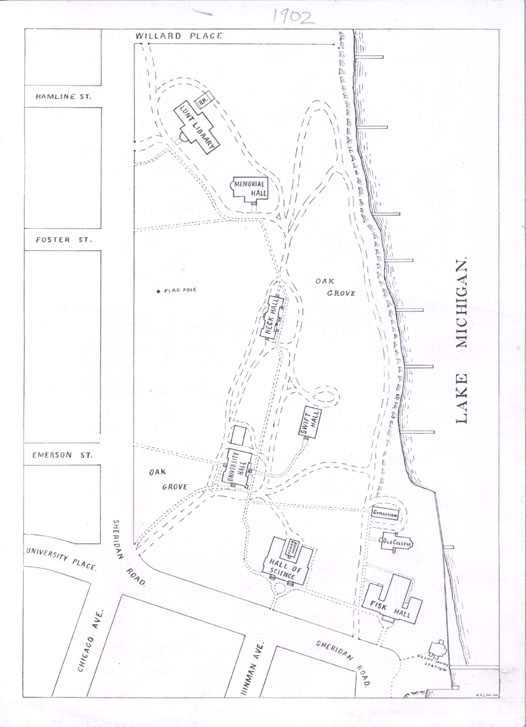 Evanston Campus: Map, circa 1902