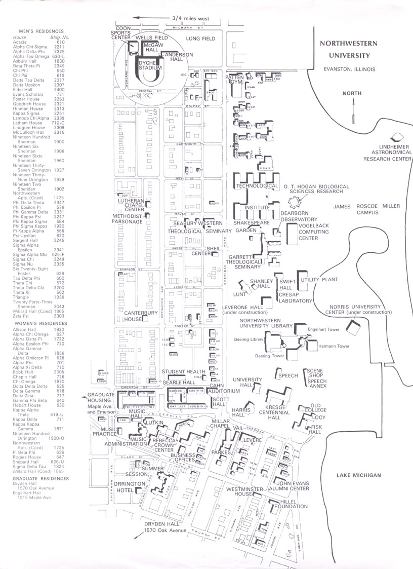 Evanston Campus: Map, with lakefill, 19701