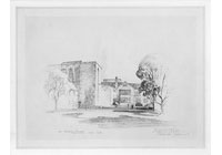 Scott Hall, Exterior: Sketch of West View