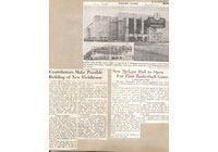 McGaw Memorial Hall, Clippings: "New Mc Gaw Hall to Open for First Basketball Game"