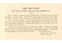 Patten Gym: Canvass card for new gym (front)