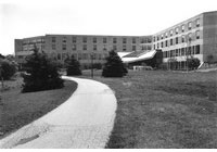 Allen Center, Exterior: Back View with sidewalk