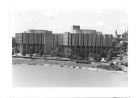 University Lib., Exterior: Lagoon in Foreground