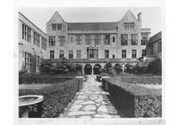 Levy Mayer Hall, Exterior: Cloister Garden, looking toward building