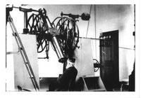 Dearborn Observ., Interior: Early photo, with Telescope, Bearded Man (Hough)